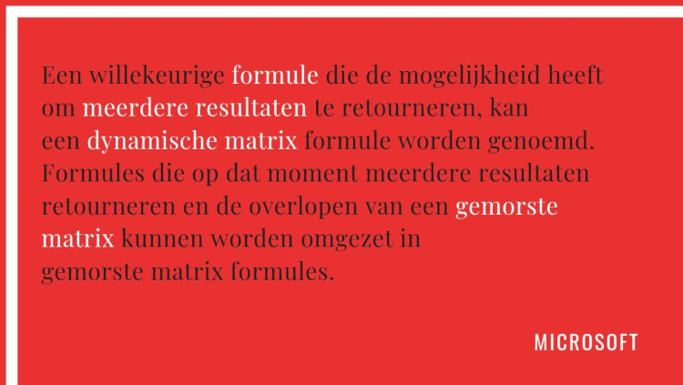 Excel Voor Gevorderden Dynamische Matrices