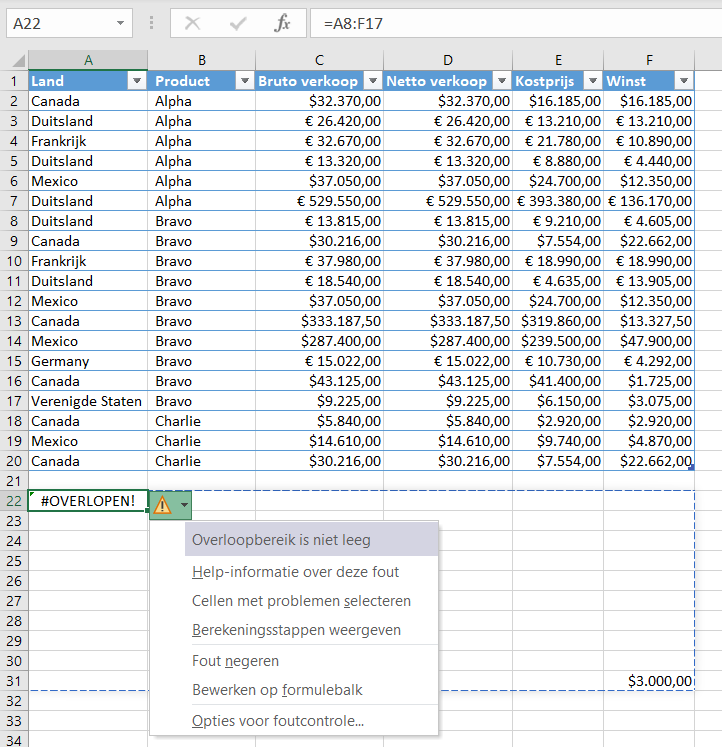 Excel-tutorial: Wat is #OVERLOPEN! (#SPILL!) en wat veroorzaakt deze ...